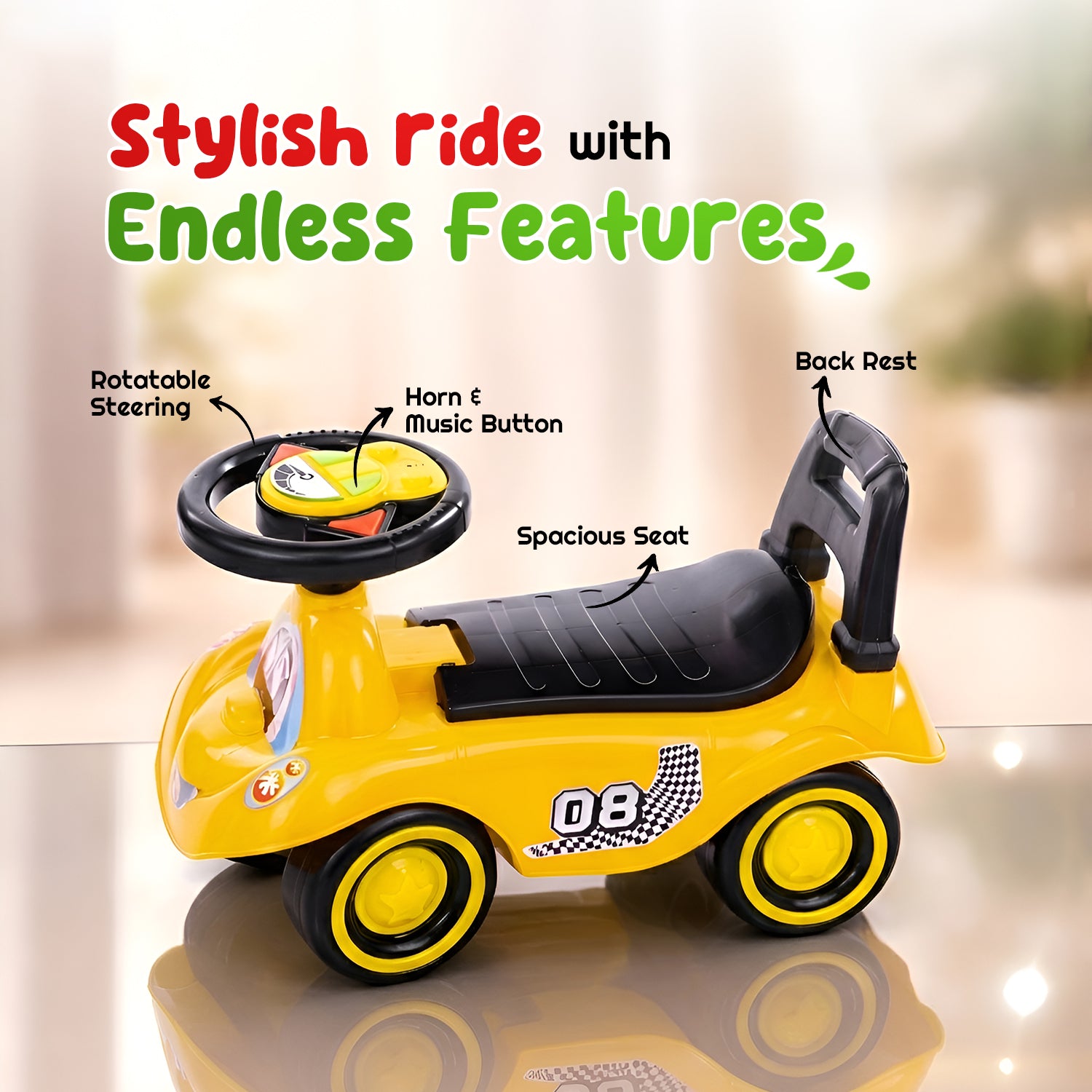 Baby Ride-On Car (Yellow)