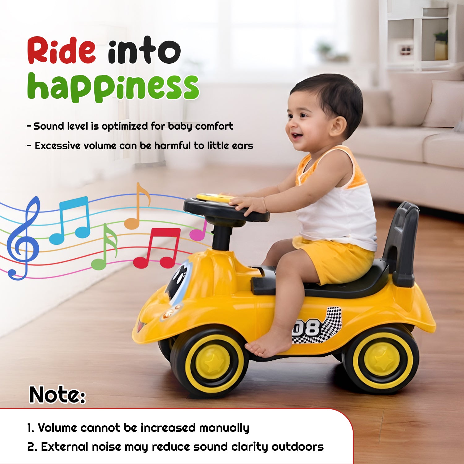 Baby Ride-On Car (Yellow)