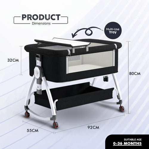 3-in-1 Premium Baby Cot with Mosquito Net, Rocking Cradle