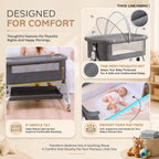 CareIt 3-in-1 Premium Foldable Baby Cot & Bedside Bassinet (Grey)