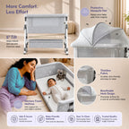 CAREIT Baby Bedside Crib/Cot with Mosquito Net, Adjustable Height, Rocking & Folding Cradle | Grey Moon & Star