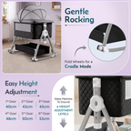 CareIt Premium Foldable Baby Cot & Bedside Bassinet with Memory Foam Mattress - Diamond pattern (Black)
