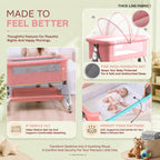 CareIt Multi-Functional Foldable Baby Cot & Bedside Bassinet with Memory Foam Mattress (Pink)