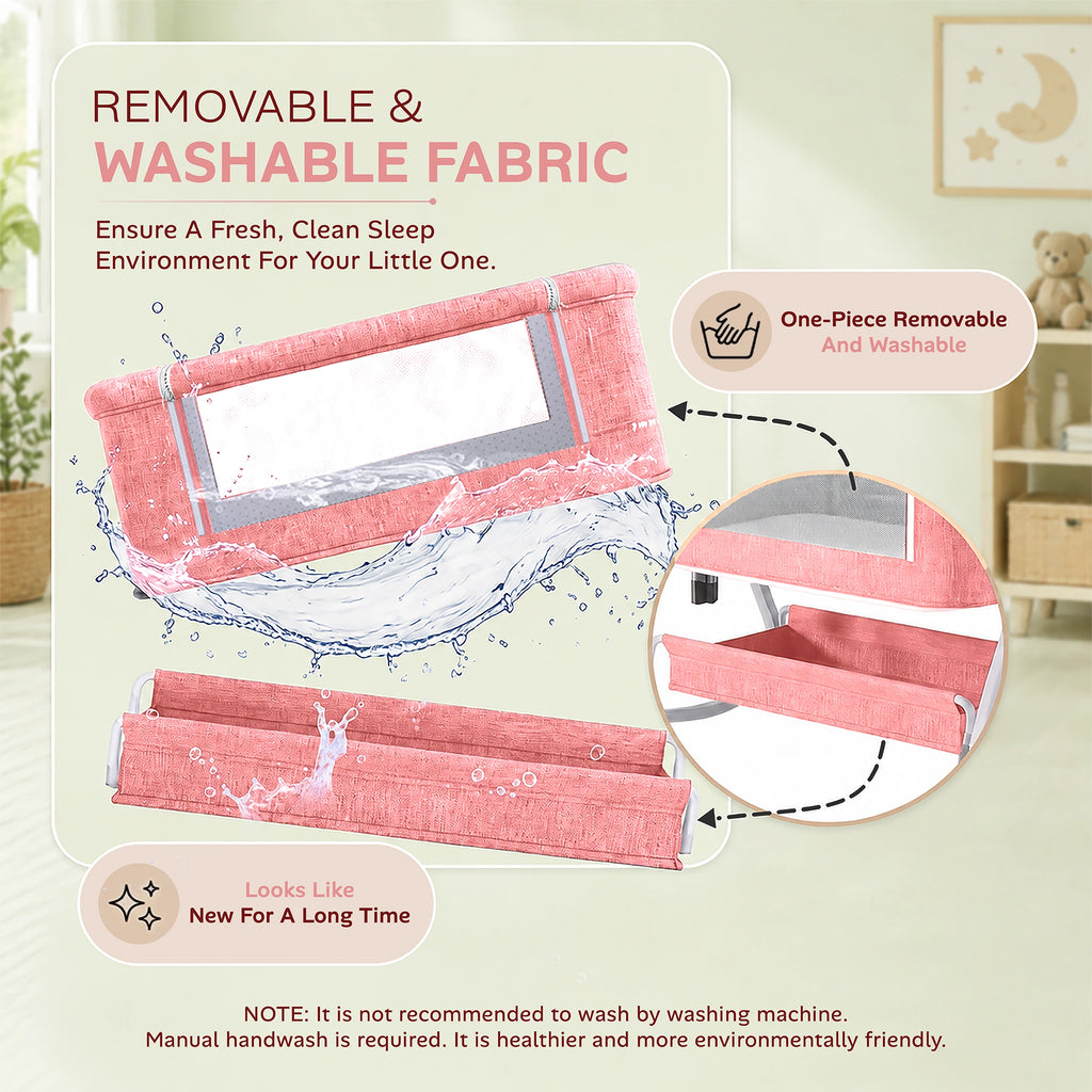 CareIt Multi-Functional Foldable Baby Cot & Bedside Bassinet with Memory Foam Mattress (Pink)