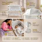 CareIt Multi-Functional Foldable Baby Cot & Bedside Bassinet with Memory Foam Mattress – Panda Print (White)