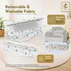 CareIt Multi-Functional Foldable Baby Cot & Bedside Bassinet with Memory Foam Mattress – Panda Print (White)