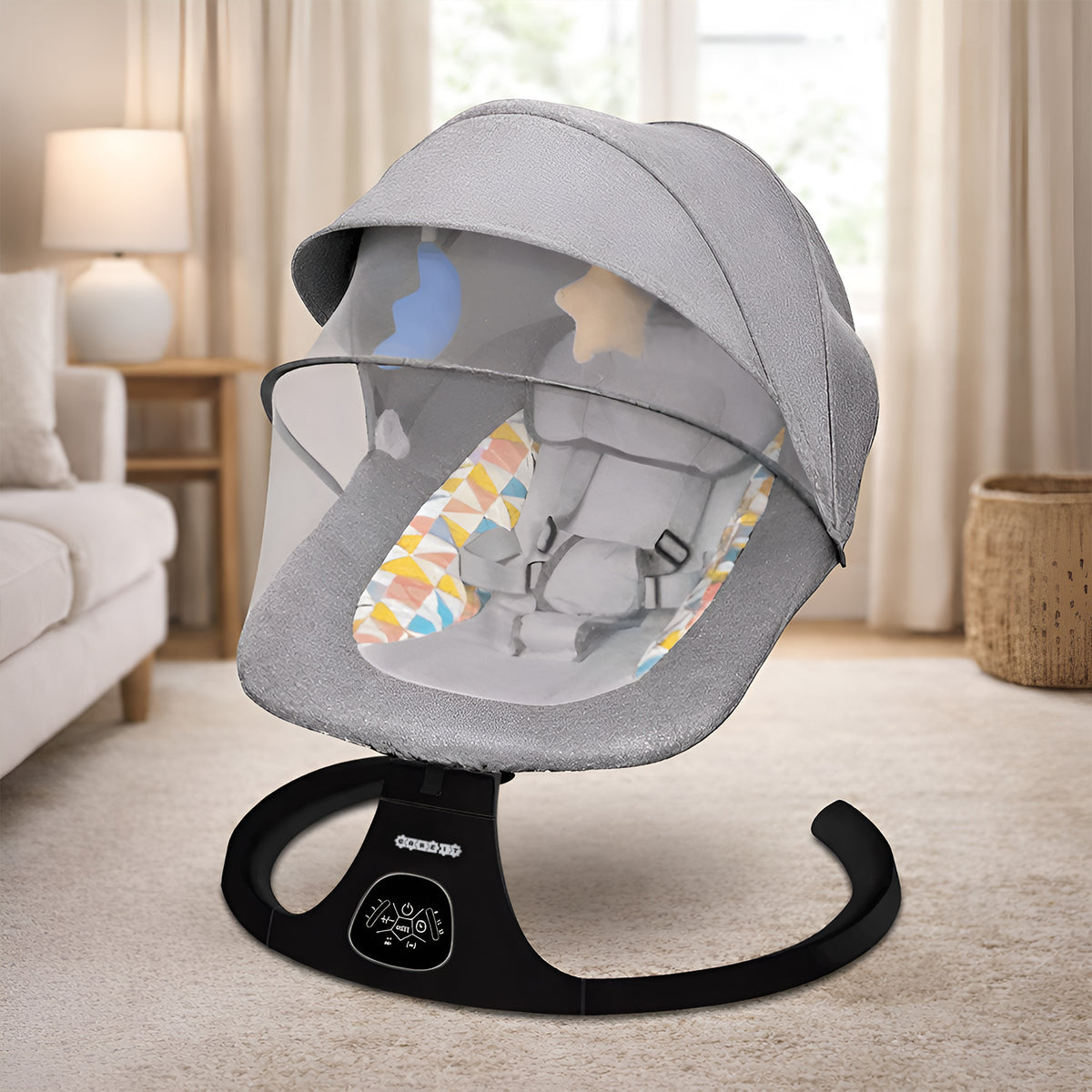 CAREIT Automatic Baby Swing Rocker with 5 Swing Angles, Bluetooth Music, Remote &amp; Touch Control, 3 Timer Modes, Mosquito Net, Washable Seat Cover &amp; 12 KG Capacity – Green