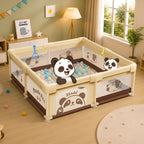 CAREIT Panda Baby Playpen 150 x 150 cm | Safe Baby Play Yard with Breathable Mesh & Zipper Door