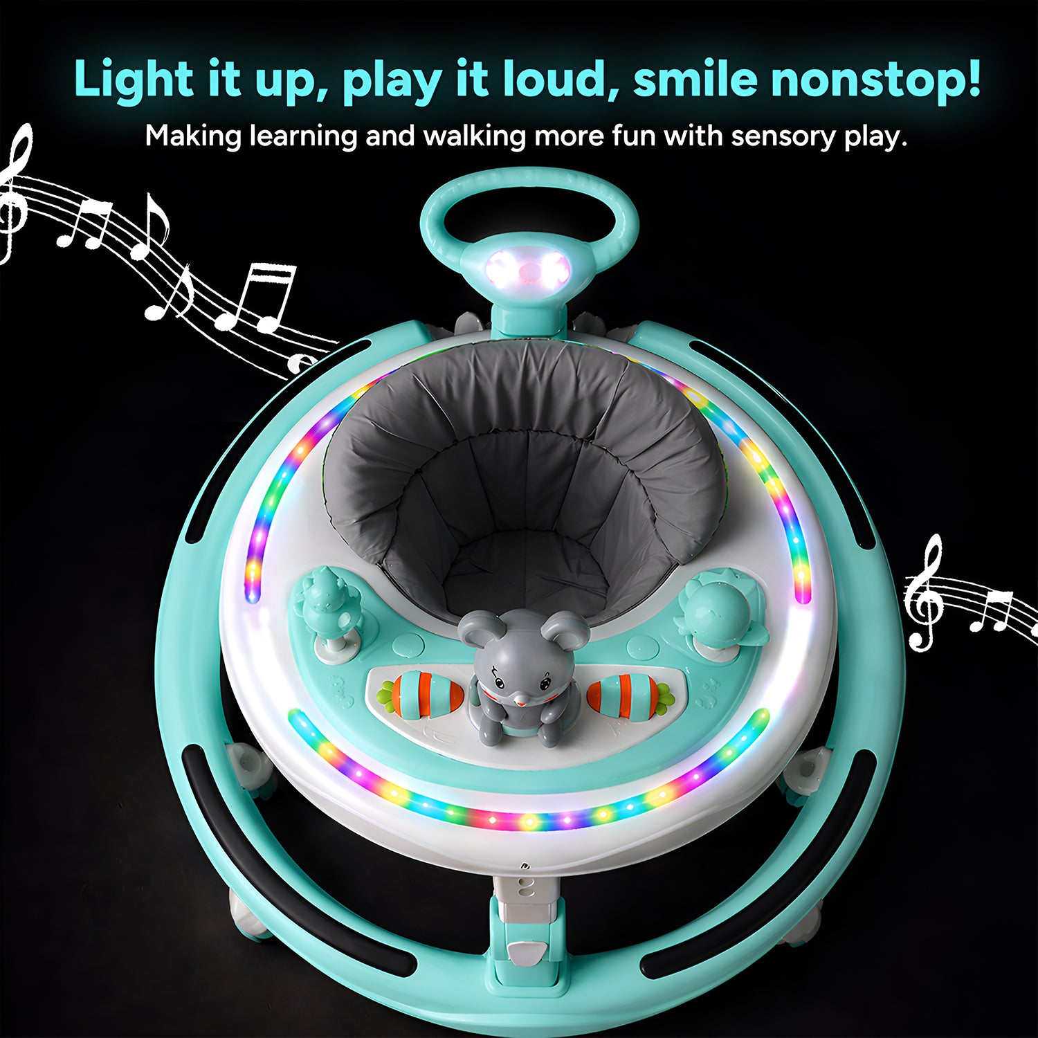 Musical Walker With Parent Rod (Sea Green)