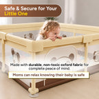 CAREIT Panda Baby Playpen 150 x 150 cm | Safe Baby Play Yard with Breathable Mesh & Zipper Door