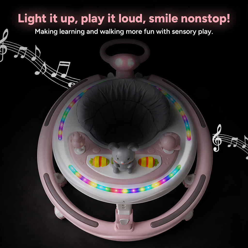 Musical Walker With Parent Rod (Dusty pink)