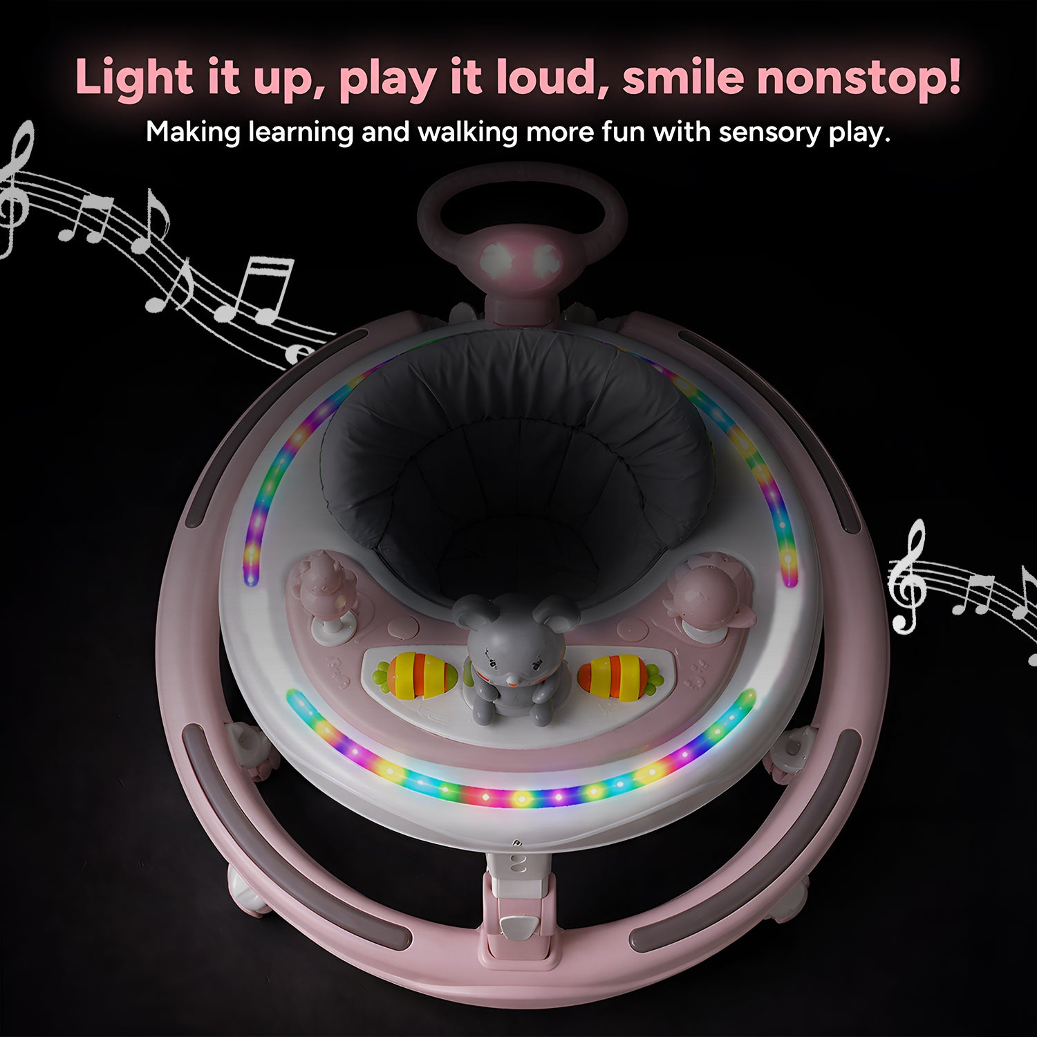 Musical Walker With Parent Rod (Dusty pink)
