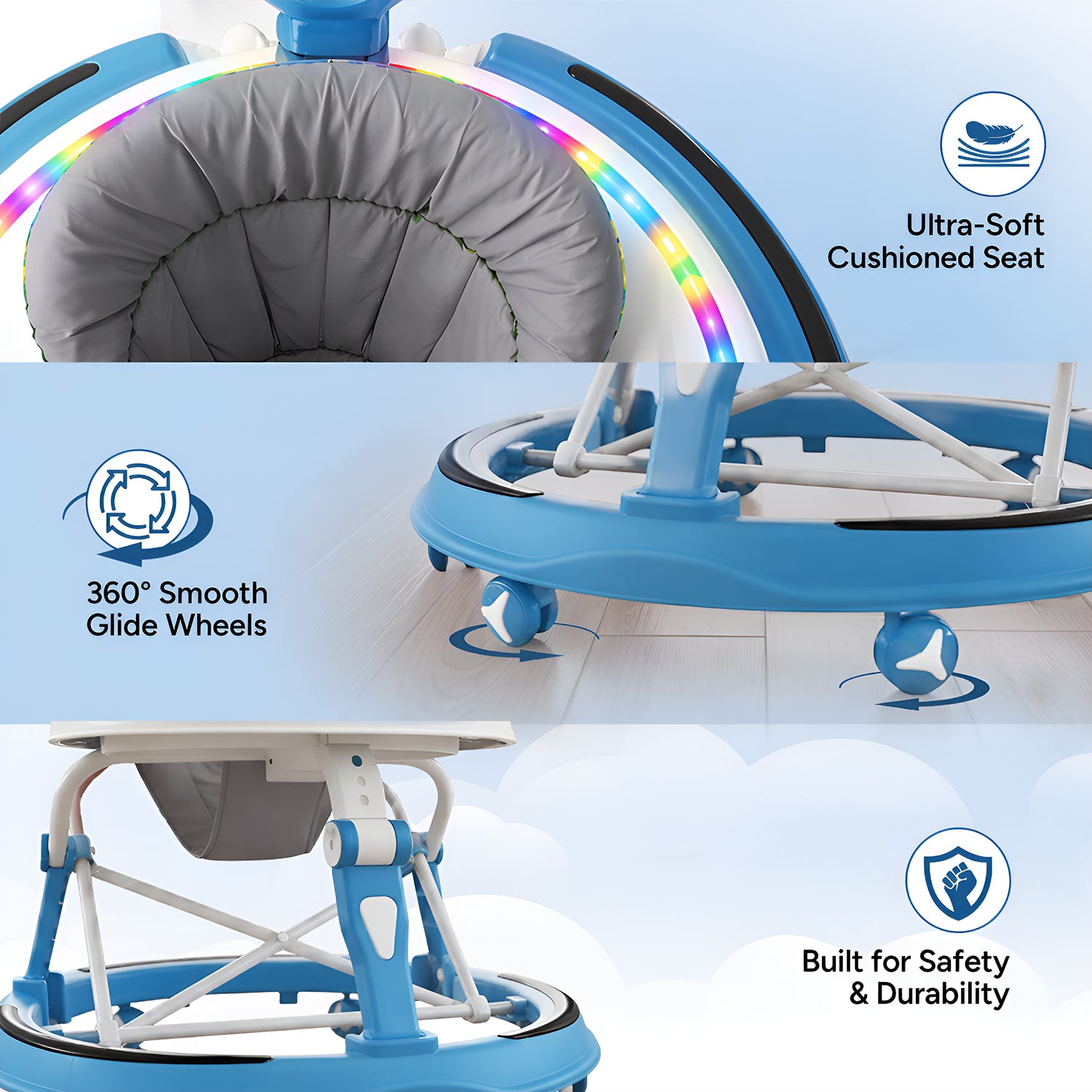 Musical Walker With Parent Rod (Blue)