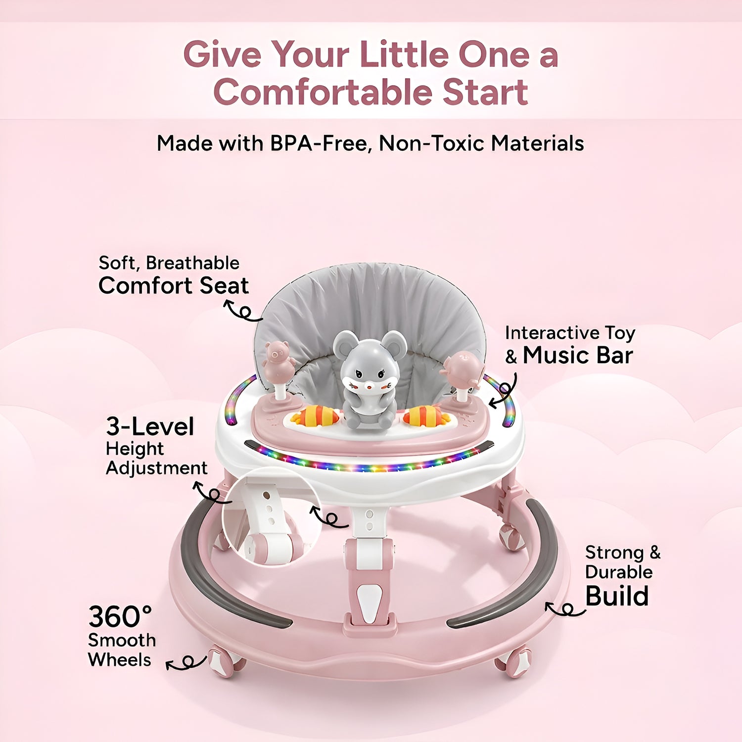 Careit Musical Baby Walker - Pink
