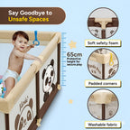 CAREIT Panda Baby Playpen 150 x 150 cm | Safe Baby Play Yard with Breathable Mesh & Zipper Door