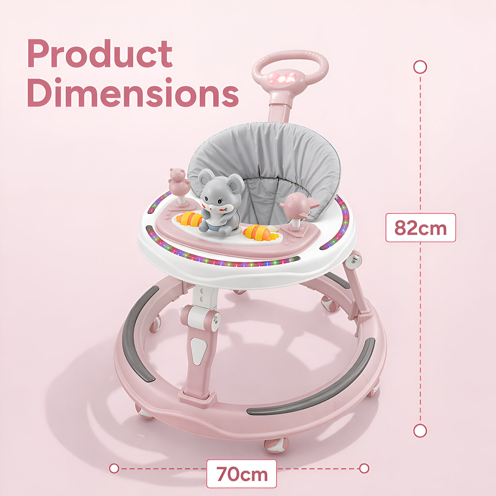 Musical Walker With Parent Rod (Dusty pink)