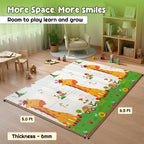CAREIT Extra Large Baby Play Mat 6.5 x 5 Feet | Foldable Waterproof Foam Crawling Mat with Giraffe Theme | BPA-Free Safety Floor Mat for Babies