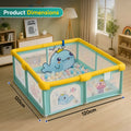 CAREIT Ocean Theme Baby Playpen for Kids | Large Safety Play Yard with Zipper Door, 360° Breathable Mesh, Anti-Slip Base & Soft Foam Padded Corners | Indoor Activity Center (Sea Green)
