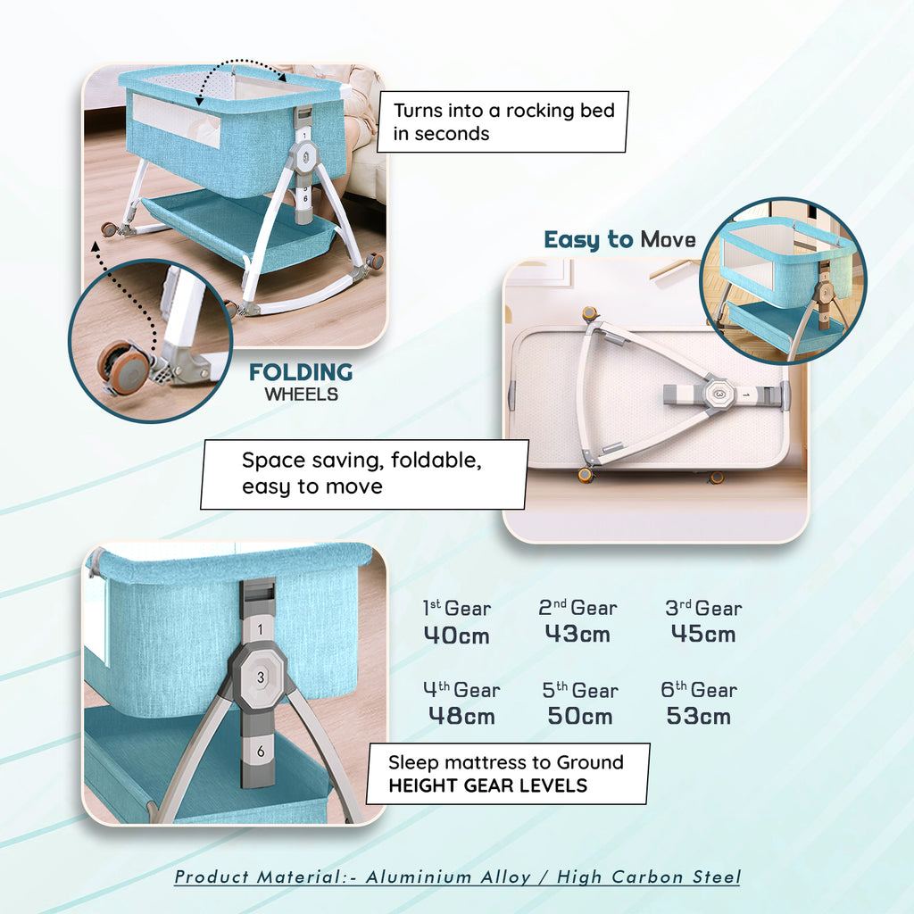 3-in-1 Premium Baby Cot with Mosquito Net, Rocking Cradle
