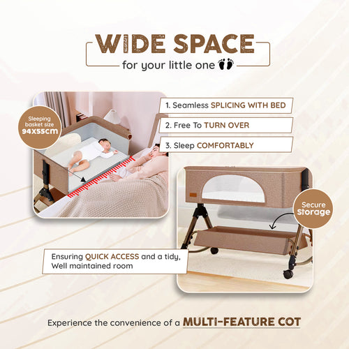 3-in-1 Premium Baby Cot with Mosquito Net, Rocking Cradle