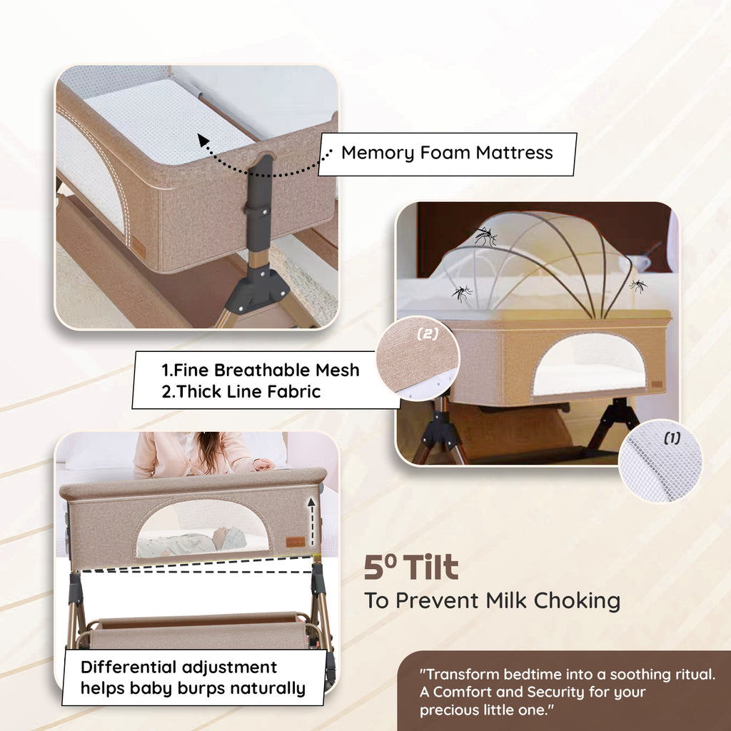 3-in-1 Premium Baby Cot with Mosquito Net, Rocking Cradle