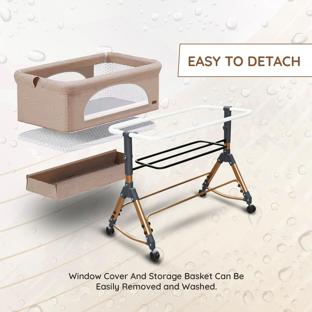 3-in-1 Premium Baby Cot with Mosquito Net, Rocking Cradle