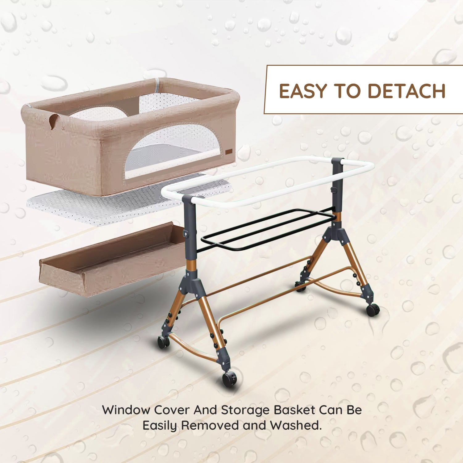 3-in-1 Premium Baby Cot with Mosquito Net, Rocking Cradle