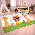 CAREIT Extra Large Baby Play Mat 6.5 x 5 Feet | Foldable Waterproof Foam Crawling Mat with Giraffe Theme | BPA-Free Safety Floor Mat for Babies