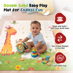 CAREIT Extra Large Baby Play Mat 6.5 x 5 Feet | Foldable Waterproof Foam Crawling Mat with Giraffe Theme | BPA-Free Safety Floor Mat for Babies