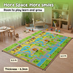 CAREIT Extra Large Baby Play Mat 6 x 5 Feet | Roads & Town Theme Waterproof Foldable Foam Crawling Mat | BPA-Free Safety Floor Mat for Babies & Toddlers