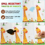 CAREIT Extra Large Baby Play Mat 6.5 x 5 Feet | Foldable Waterproof Foam Crawling Mat with Giraffe Theme | BPA-Free Safety Floor Mat for Babies