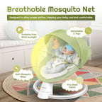 CAREIT Automatic Baby Swing Rocker with 5 Swing Angles, Bluetooth Music, Remote &amp; Touch Control, 3 Timer Modes, Mosquito Net, Washable Seat Cover &amp; 12 KG Capacity – Green