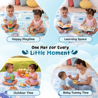 CAREIT Extra Large Baby Play Mat 6.5 x 5 Feet | Blue Whale & Sea Theme Waterproof Foldable Foam Crawling Mat | BPA-Free Safety Floor Mat for Babies & Toddlers