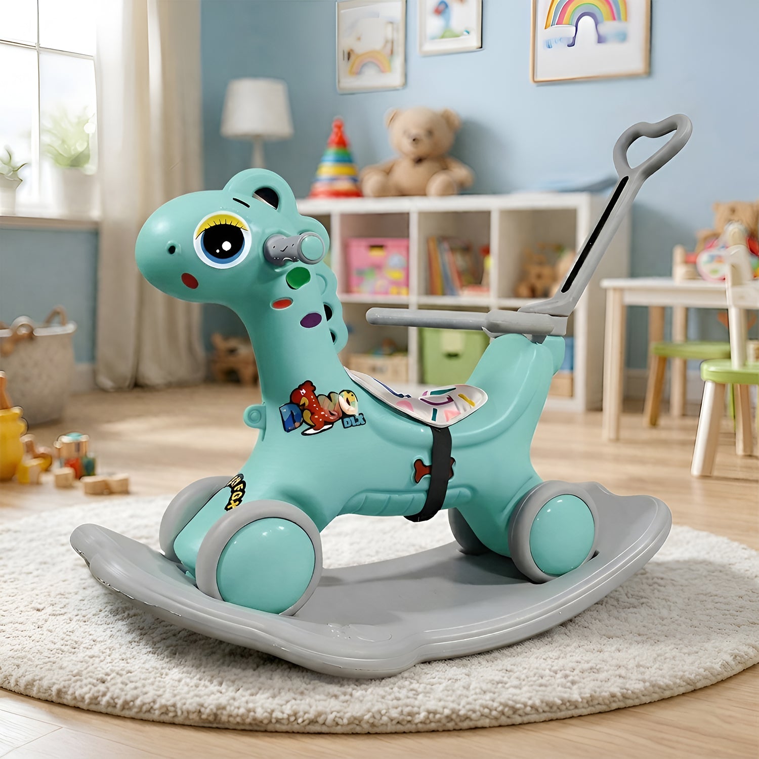 3 in 1 Ride On Dino Rocker with handle