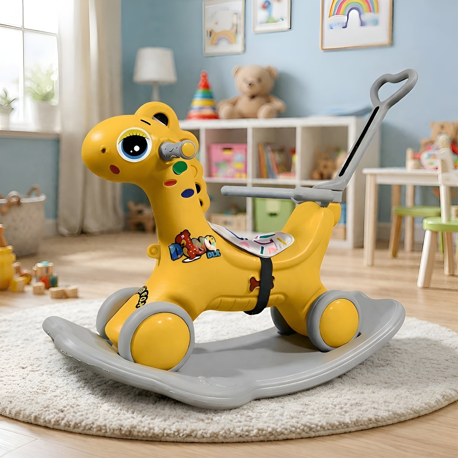 3 in 1 Ride On Dino Rocker with handle