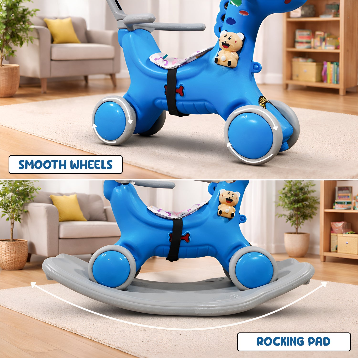 3 in 1 Ride On Dino Rocker with handle