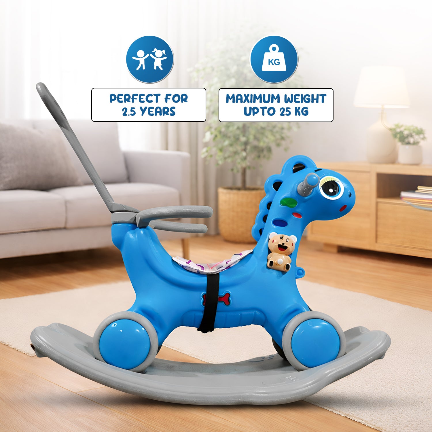 3 in 1 Ride On Dino Rocker with handle