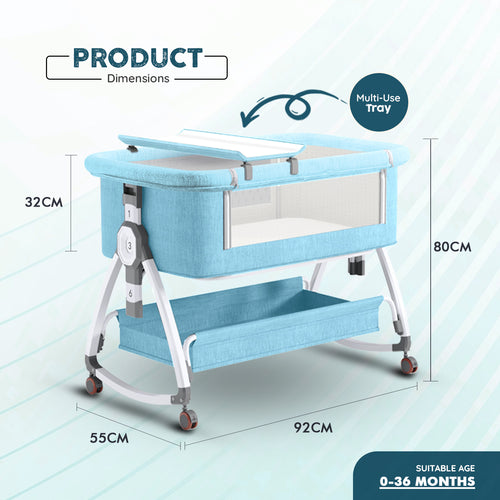 3-in-1 Premium Baby Cot with Mosquito Net, Rocking Cradle